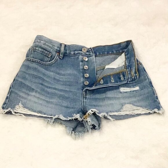 PacSun 26 (5) Vintage High Rise Women’s Denim Jeans Shorts Distressed Button Fly - Picture 11 of 11